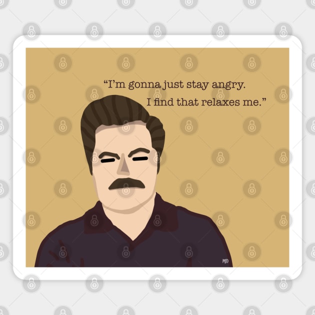 Ron swanson Stay angry Magnet by Bookishandgeeky